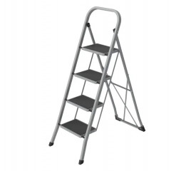 ALOFT Драбина побутова металева 4 сходинки з резиновим покриттям сіра