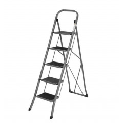 ALOFT Драбина побутова металева 5 сходинки з резиновим покриттям сіра