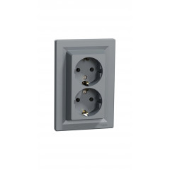 Asfora РОЗЕТКА ПОДВІЙНА З З/К СТАЛЬ