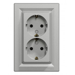 Asfora РОЗЕТКА ПОДВІЙНА З З/К АЛЮМ