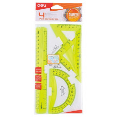 Deli Набір EG00402 мікс 4пр Pioneer флуорісц (лін20см+2вуг+трансп)