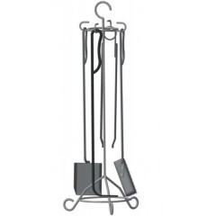 ALTERN Комплект Набір для Мангалу та Каміна (стійка кочерга совок щепці щітка) h-780мм. чорни