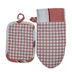 ПРОВАНС Набір рукавиця 29х15 та прихватка 15х20 Коралова клітинка