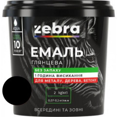 ЗЕБРА Емаль акрилова 90 Чорний 2кг
