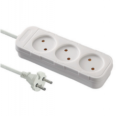 ELECTRALINE Подовжувач побутовий 3роз. 5м 2х0.75 шторки без з/з (білий) Будмен