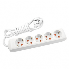ELECTRALINE Подовжувач побутовий 5роз. 1.5м 2х0.75 шторки без з/з (білий) Будмен