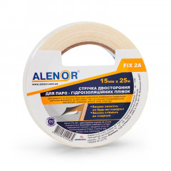 ALENOR Стрічка двостороння для паро-гідроізоляційних плівок FIX 2A 15мм*25м