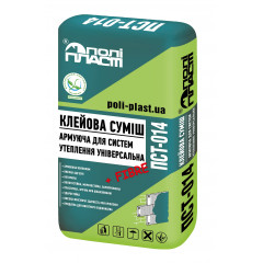 ПОЛІ-ПЛАСТ Клейова суміш армуюча для систем утеплення універсальна ПСТ-014+Fibre