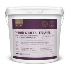 KOLORIT Емаль акрилова універсальна Wood and Metal Enamel глянсова база А 2л