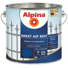 ALPINA Емаль алкідна антикорозійна 3в1 Direkt auf Rost тем.син.RAL5010 0.75л