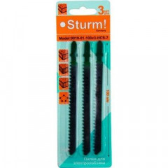 STURM 9019-01-100x3-HSS-7 Пилки для лобзика, 100х4 метал, 3шт/уп