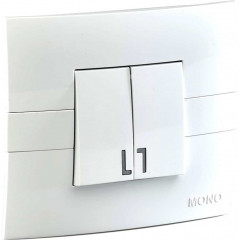 MONO ECO Вимикач 2 клавішний білий з вставкой