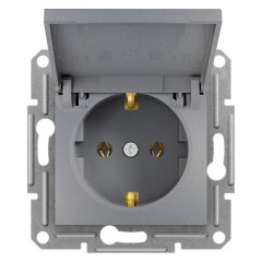 SCHNEIDER ASFORA Розетка з криш 3-конт з/зазем. сталь EPH3100162