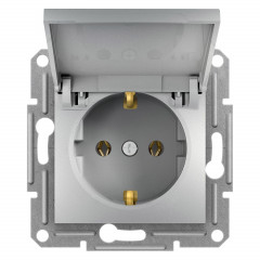 SCHNEIDER ASFORA Розетка з кришкою 3-конт з/зазем алюм EPH3100161