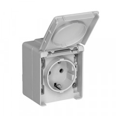 EFAPEL Waterproof 48 Розетка одинарна зовн. з кришкою ШУКО 16А/250В гермет. сіра 48131CCZ