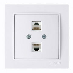 NILSON Розетка комп'ютерна подвійна 2 x Rj45 Cat5e Thor-білий 27111046