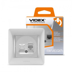 VIDEX BINERA Розетка CAT6 комп'ютерна одинарна срібний шовк (VF-BNSK1PC6-SS)