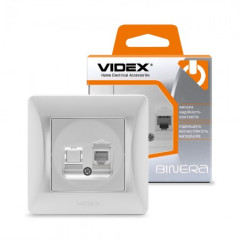 VIDEX BINERA Розетка телефонна одинарна срібний шовк CAT3 (VF-BNSK1TF3-SS)
