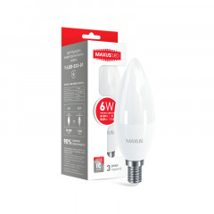 MAXUS Лампа світлодіодна C37 CL-F 6W 3000K 220V E14 1-LED-533-01