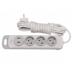 LUXEL Подовжувач 3 гнізда 3М заземлення вимикач+2 usb NOTA 4333