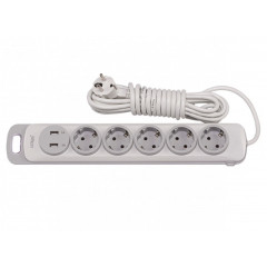 LUXEL Подовжувач 5 гнізд 3М заземлення вимикач+2 usb NOTA 4373