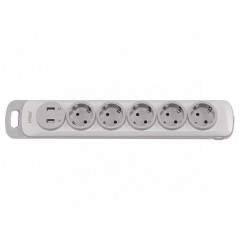 LUXEL Колодка 5-а заземлення вимикач+2 usb NOTA 4371