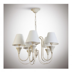 N&B LIGHT Люстра на ланц. САМАНТА 5л Абажур 010205Н бежевый св.стрічка крем/золото/патина 14405
