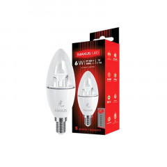 MAXUS Лампа світлодіодна C37 CL-C 6W 3000K 220V E14 AP