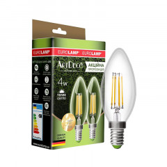 EUROLAMP Лампа LED філамент промо-набір CL 4W E14 4000K (deco) акція 1+1