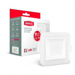 MAXUS Світильник світлодіодний 3-step SDL 9W 3000/4100K (квадрат)