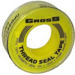 GROSS Стрічка ФУМ (газ) 15м x 19мм x 0.25мм x 0.30г/см3 (yellow tape)-PS