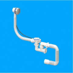 САНТЕХПЛАСТ Сифон FLAT steamer-Автомат для ванни з переливом і гнучкою трубою 40х50 SVD-05