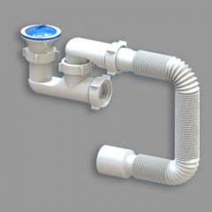 САНТЕХПЛАСТ Сифон FLAT steamer для душ. піддонів з гнучкою трубою 40х50 D-02