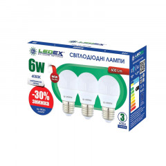 LEDEX Комплект ламп LED 6W E27 G45 4000К LX-101735 3шт/уп