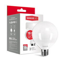 MAXUS Лампа світлодіодна G95 15W 3000K 220V E27