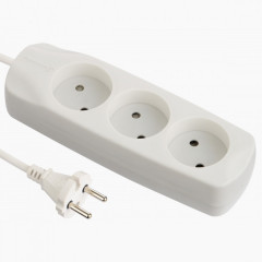 ELECTRALINE Подовжувач побутовий 3роз. 1.5м 2х0.75 шторки без з/з (білий)