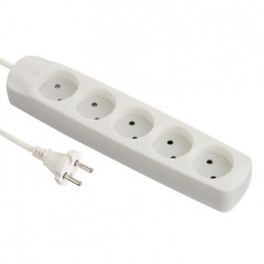 ELECTRALINE Подовжувач побутовий 5роз. 1.5м 2х0.75 шторки без з/з (білий)