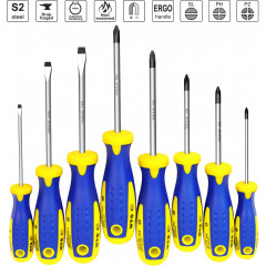 S&R Набір викруток сталь S2 PH-0/1/2/ PZ-1/2/ SL-3/ 5.5/ 6.5 8шт