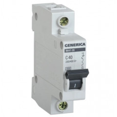 GENERICA Вимикач автоматичний ВА47-29 1Р 40А 4.5кА х-ка C