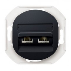 BORSAN Розетка 2-на Aling-Conel EON комп. 2xRJ45 Cat5e UTP E614.E чорний глянець