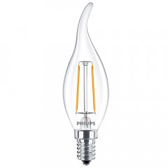 PHILIPS Лампа LED Classic Candle 2-25W BA35 E14 WW CL ND APR (свічка філамент)