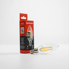 ETRON Лампа світлодіодна Filament Power С37 E14 6W 3000К прозоре скло