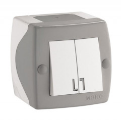 MONOELECTRIC Вимикач двоклавішний OCTANS IP 20 сірий
