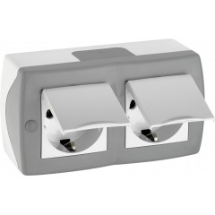 MONOELECTRIC Розетка 2-а з заземленням та кришкою OCTANS IP 20 сірий