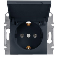 SCHNEIDER ASFORA Розетка з кришкою 3-конт з/зазем антрацит EPH3100171