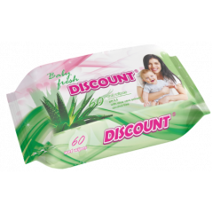 DISCOUNT Серветки вологі д/дітей з екстрактом Алое 60шт/уп