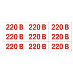 Наклейка позначення напруги "220 В" 35х15мм 30шт/аркуш проз. самоклейка