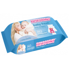 DISCOUNT Серветка волога д/дітей з екст. ромашки 80шт/уп