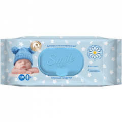 SMILE Серветки вологі Baby "Екстракт ромашки і алое" 100шт з клапаном