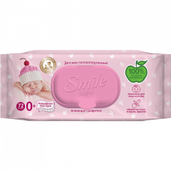 SMILE Baby Серветка волога д/немовлят з клапаном 72шт/уп